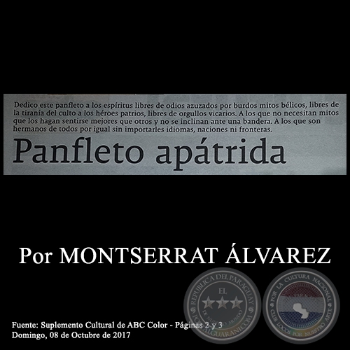 PANFLETO APÁTRIDA - Por MONTSERRAT ÁLVAREZ - Domingo, 08 de Octubre de 2017